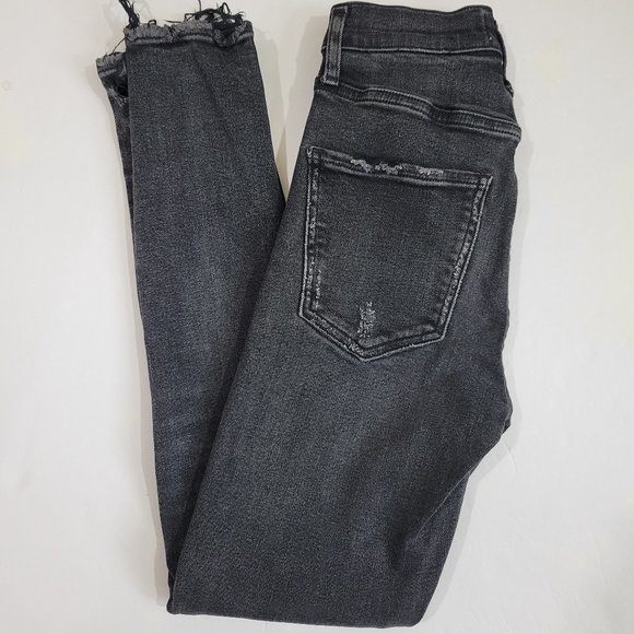 AgoldE Sophie High Rise Skinny Crop Destroyed Hem in Temple Gray Black - Picture 7 of 12